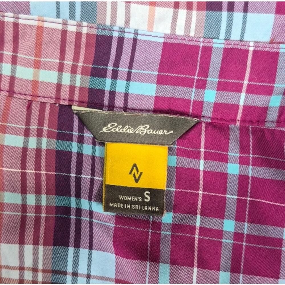Eddie Bauer Sleeveless Plaid Button Front Shirt Women’s Size S Pink Blue - Picture 5 of 6